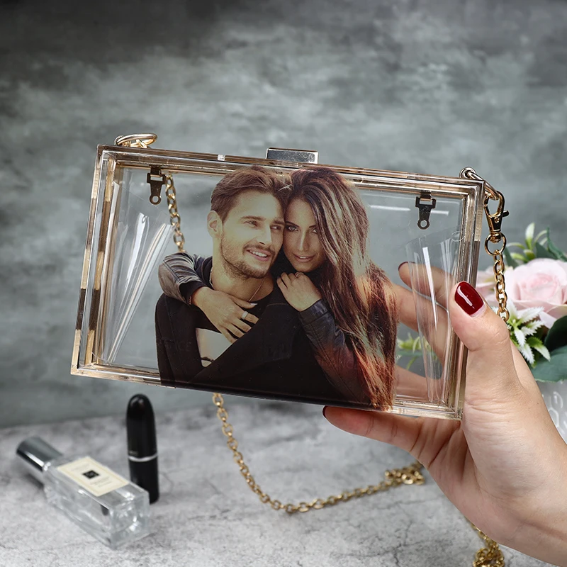 New Custom Acrylic Transparent Women Clutch Bag Chain Luxury Brand Women Messenger Bag Evening Bag Handbag Chain Shoulder Bag