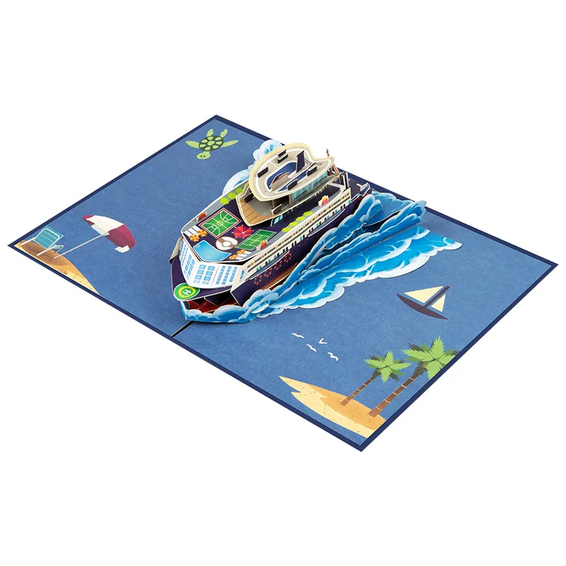 Pop up original creative three-dimensional greeting card 3D handmade paper carving folding card gift for deep-sea cruise ship