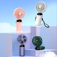 3000mAh Handheld Mini Fan Foldable Portable Neck Hanging Fans 5 Speed USB Rechargeable Fan with Phone Stand and Display Screen 3
