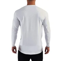Coton uni respirant à manches longues vêtements salle de Sport Fitness musculation Sport T-shirts hommes entraînement décontracté coupe ajustée automne chemises 5