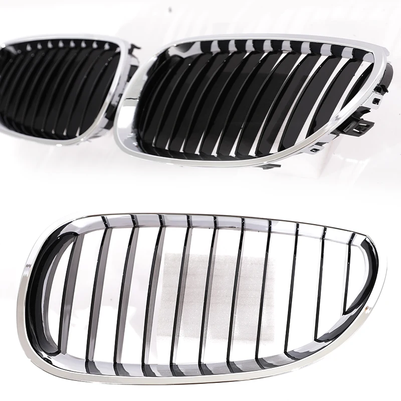 Kidney Grille Chrome Silvery Frame Gloss Black M Color Grill For BMW 5 Series E60 E61 M5 2004-2009 530d 520d 525d 540 550 535