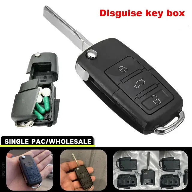 Creative Dummy Car Key Mini Hidden Safe Box Secret Compartment Stash Box Empty Car Key Fob Hide and Store Money Pills Coin 1