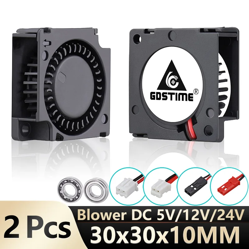 Gdstime-fã com Rolamento de Esferas Dobro 30x30x10 mm cc 5v 12v 24v 30 mm Ventilador do Turbo para Refrigerar da Impressora 3d Pcs