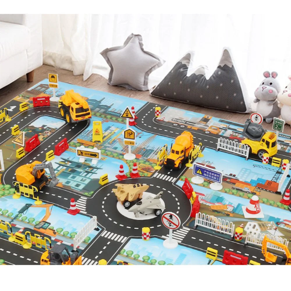 Baby City Traffic Road Map Kids Toy Parking Lot Roadmap Traffic Signs 83*58cm Climbing Playing Mat Play 9Style Game Mat Carpet 4