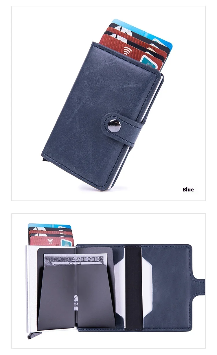 Borsa antifurto per carte di credito, portafoglio con clip per carte esplosive, in lega di alluminio, scatola per carte pop-up automatica RFI_voghion.com