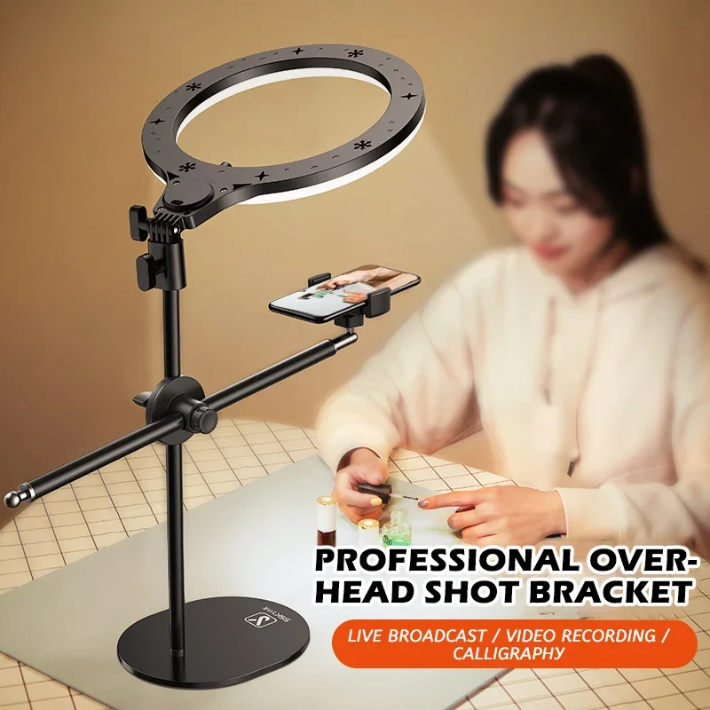 MonopodMountBracketwithLEDRingFlashLightLampTabletopStand