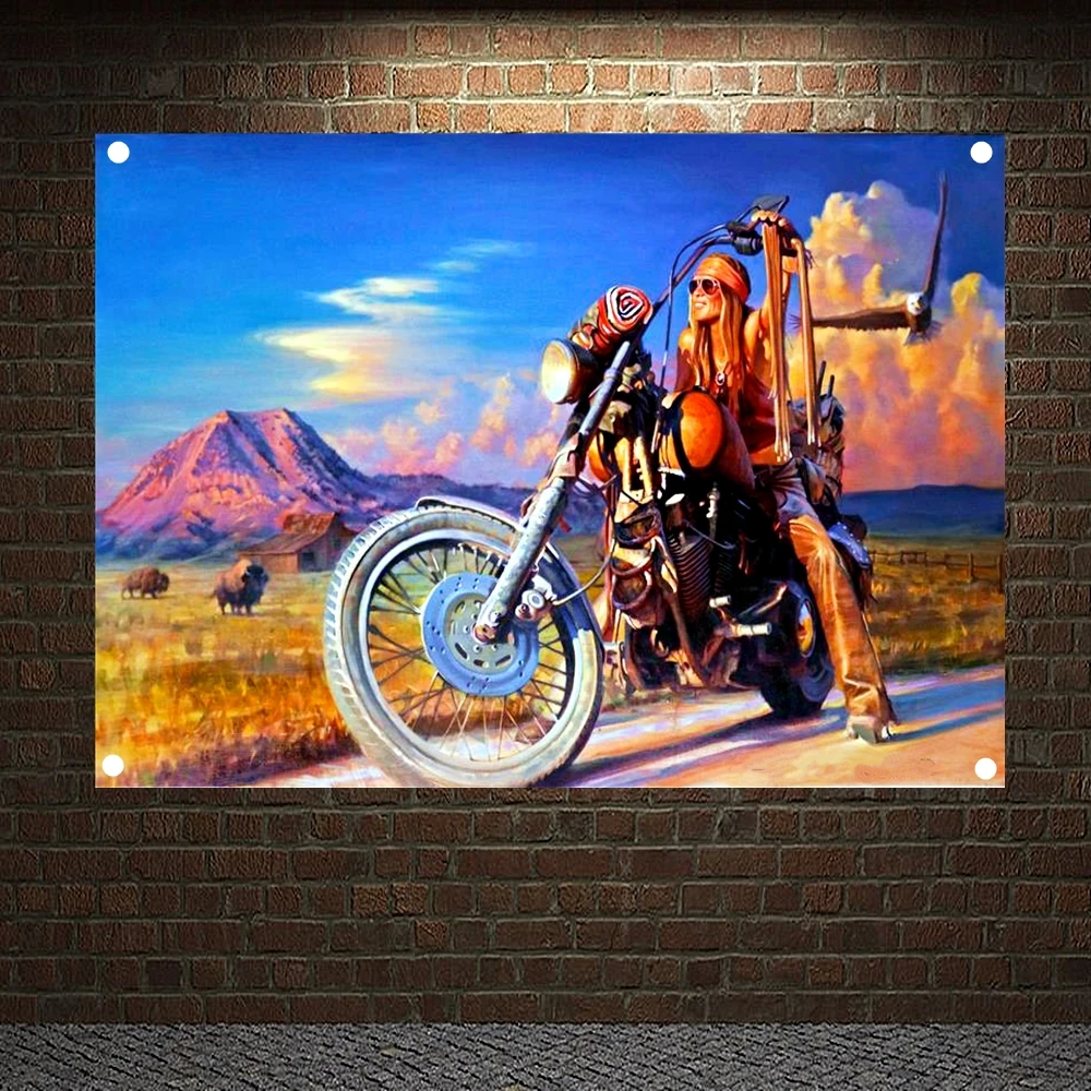 Eagle Easy Rider Vintage Decor Banner Pittura Moto Per Garage Stazione Di Servizio Man Cave Auto Repair Shop Home Decor Poster