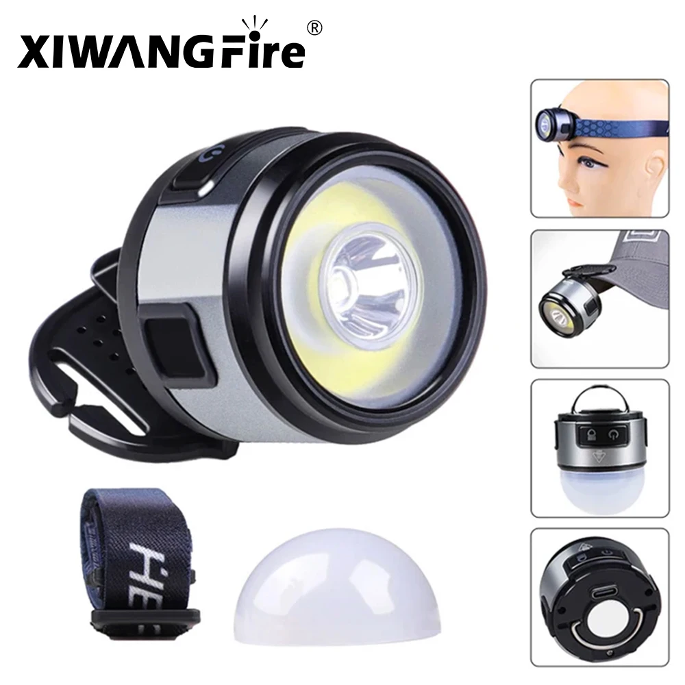 

4 IN 1 Mini Multifunction XPG+COB Headlamp Rechargeable USB C Cap Clip With Strong Magnet Headlight For Outdoor Fishing Camping