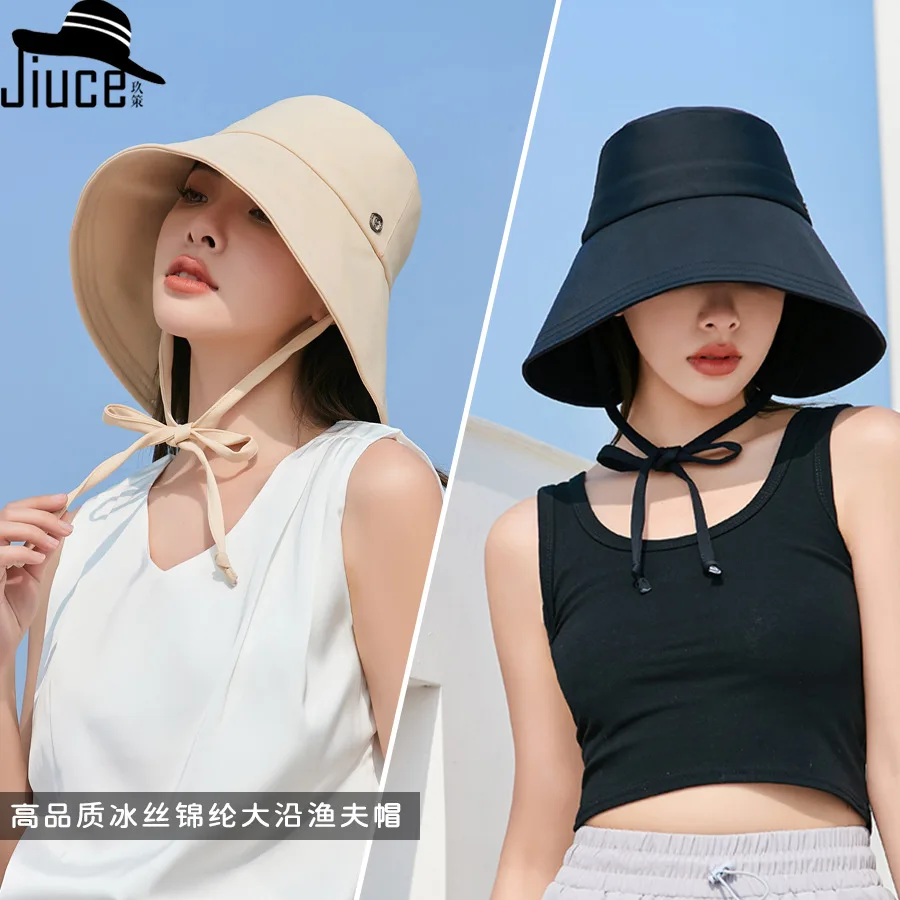 

Summer outdoor ice silk big edge sun hat women's outdoor face protection fisherman hat show face small leisure sun hat