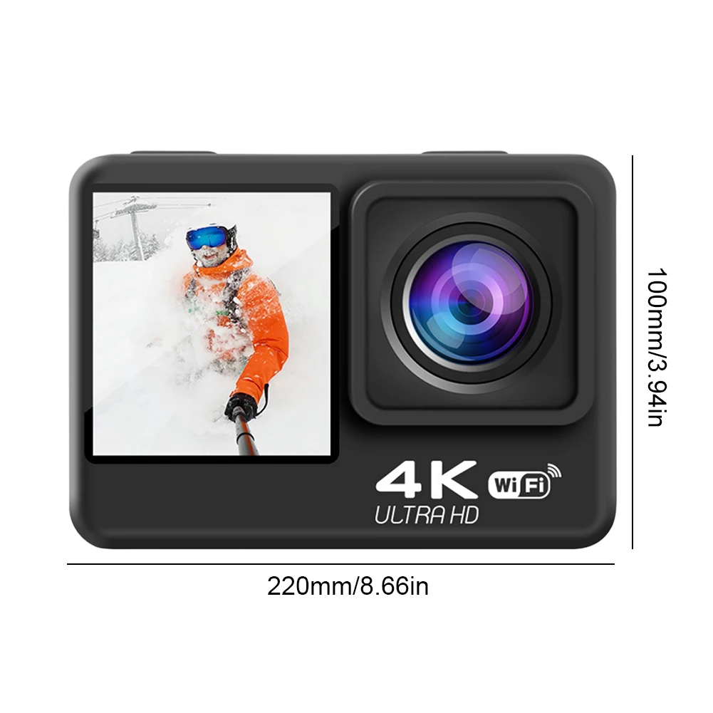 4K UHD 액션 카메라 1080P 30FPS 2.0인치 화면 듀얼 스크린 디스플레이 비디오 녹화 카메라 흔들림 방지 수중 카메라
