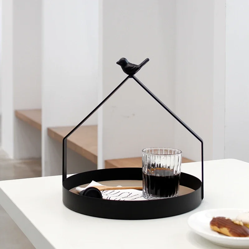 

Little Bird Handle Storage Baskets Coffee Milk Tea Shop Dim Sum Tray Light Luxury Home Table Top Sundries Organization Pallet