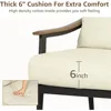 Patio 3 Seats Sofa Outdoor Loveseat,Patio Furniture Metal Outdoor Sofa with Wicker Backrest & 6 Inches Cushion,Outdoor Furniture 5