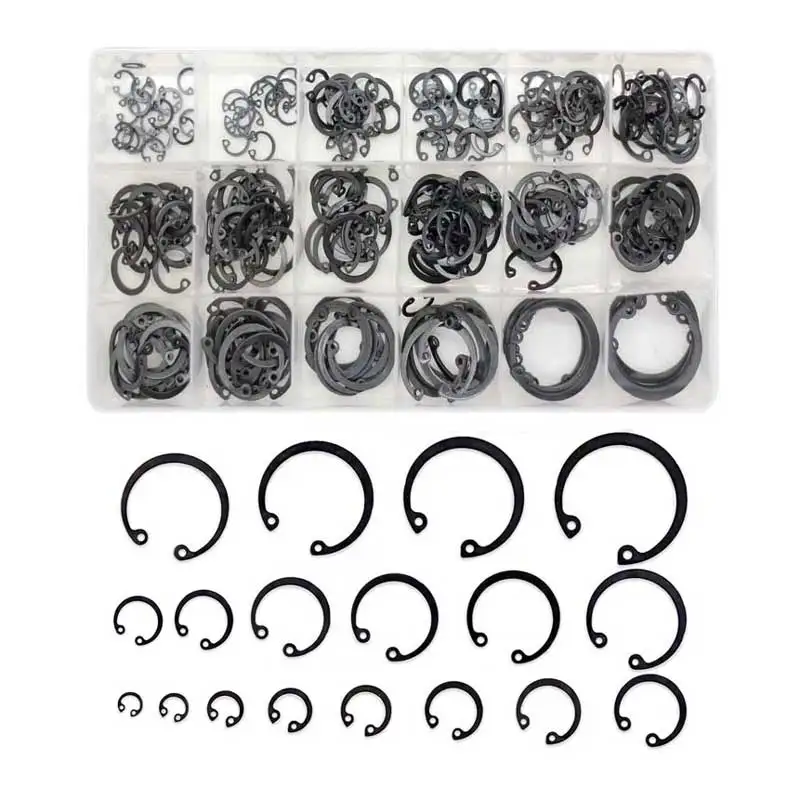 

300Pcs M8-M30 Circlip Snap Retaining Clip Ring Assortment Kit 18 Size Manganese Steel Black Internal Bearing Retainer Circlips