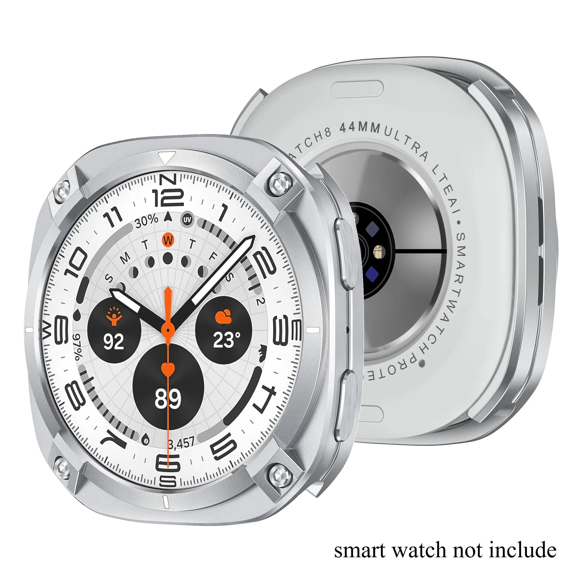 Enhanced Armor Metal Protective Bumper Case for Smartwatch - 44mm Premium Hard Frame Accessory Cover