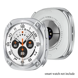 Enhanced Armor Metal Protective Bumper Case for Smartwatch - 44mm Premium Hard Frame Accessory Cover (Silver White)