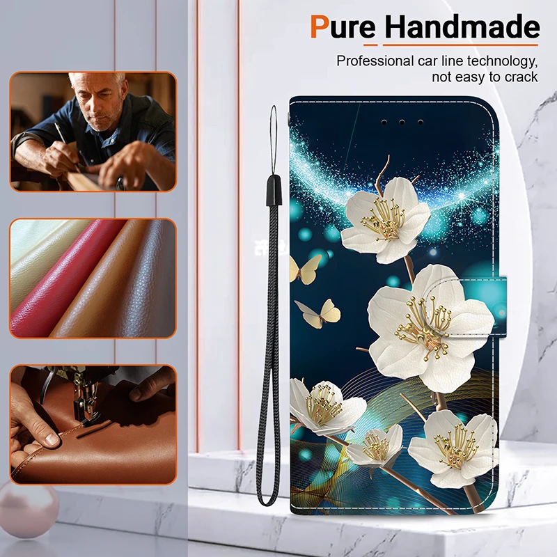 Cartoon Magnetic Book Cover with Stand and Flip Wallet Design