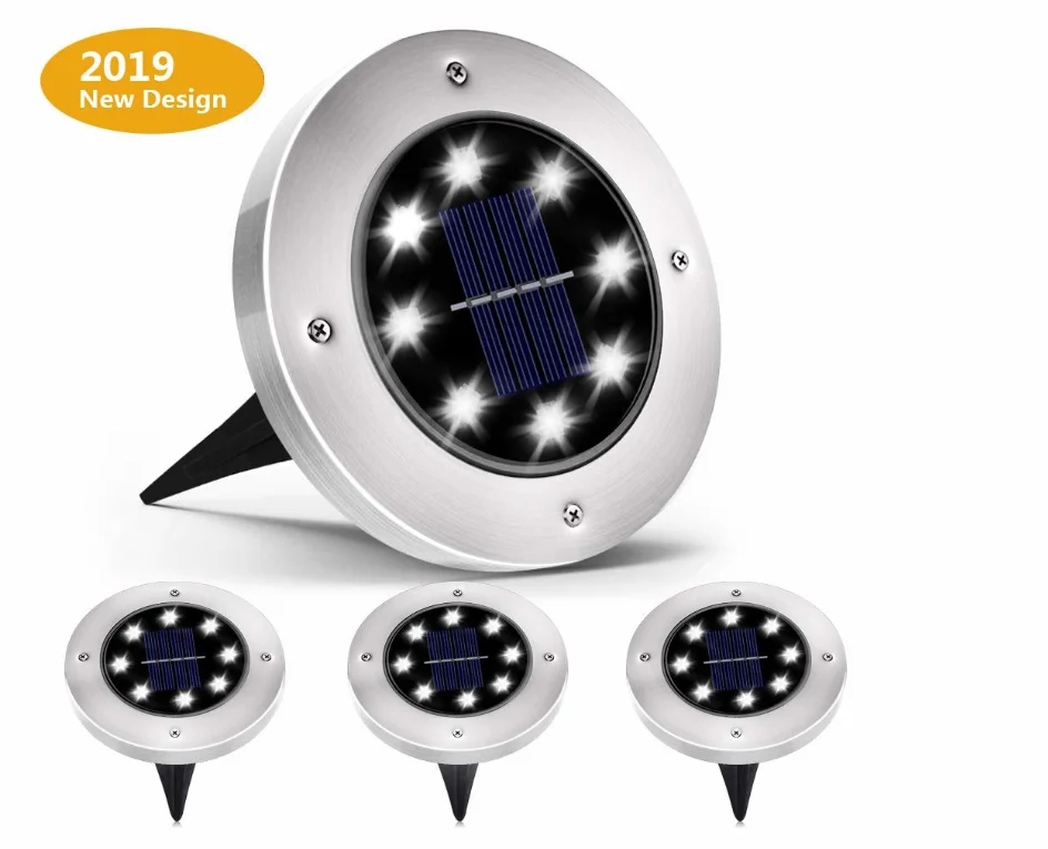 

4pcs LED Solar Lawn Lights Ground Outdoor Waterproof Solar Garden Decoration Lamps Disk Pathway Yard Landscape Underground Light