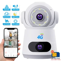 Caméra 4G avec carte Sim 8MP 4K double objectif double écran Audio bidirectionnel moniteur bébé intérieur caméra IP Surveillance CCTV sécurité à domicile 1