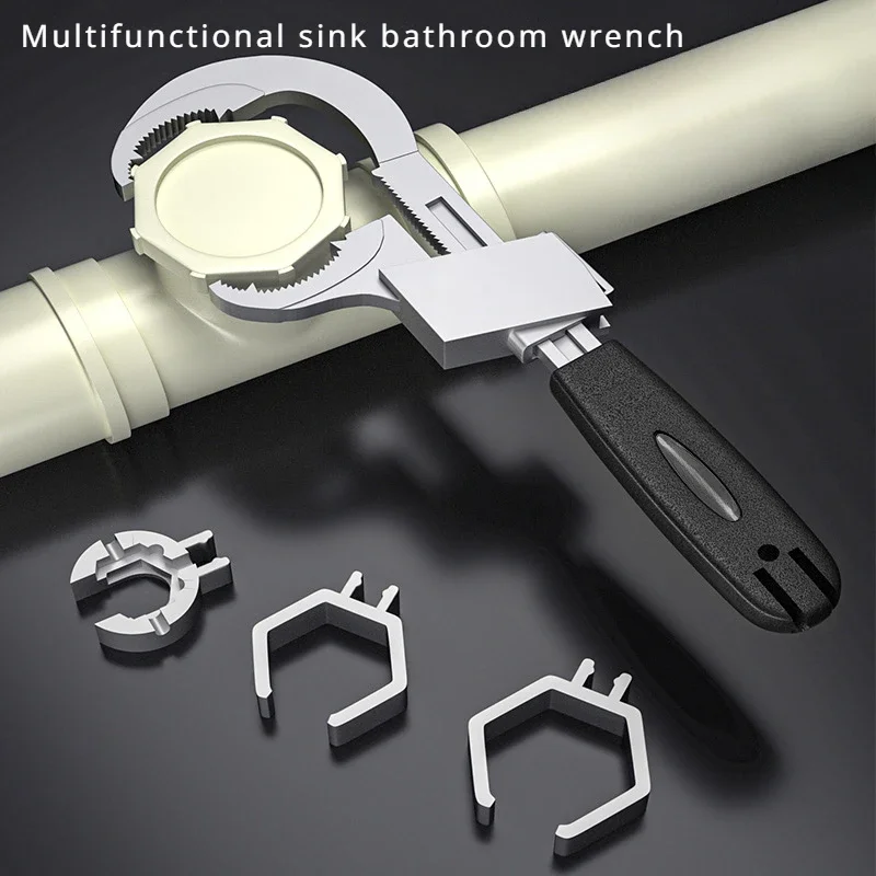 

Household Multifunctional Sink Trap Wrench Short Handle Large Opening Bathroom Wrench Special Tool Movable Water Pipe Tool