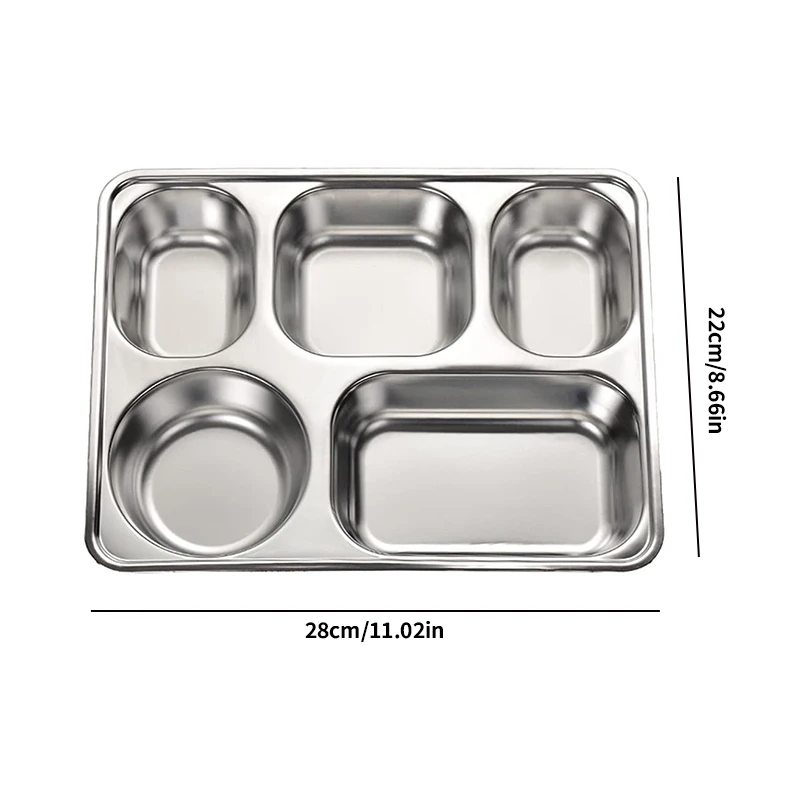 304 Stainless Steel Dinner Plate Square Thickened Deepening Children Students Lunch Box Tableware 1pc