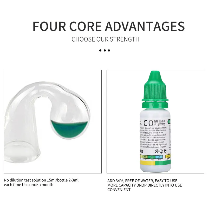 ZRDR Aquarium CO2 Indicator Solution PH Monitor Bubble Counter For Plant