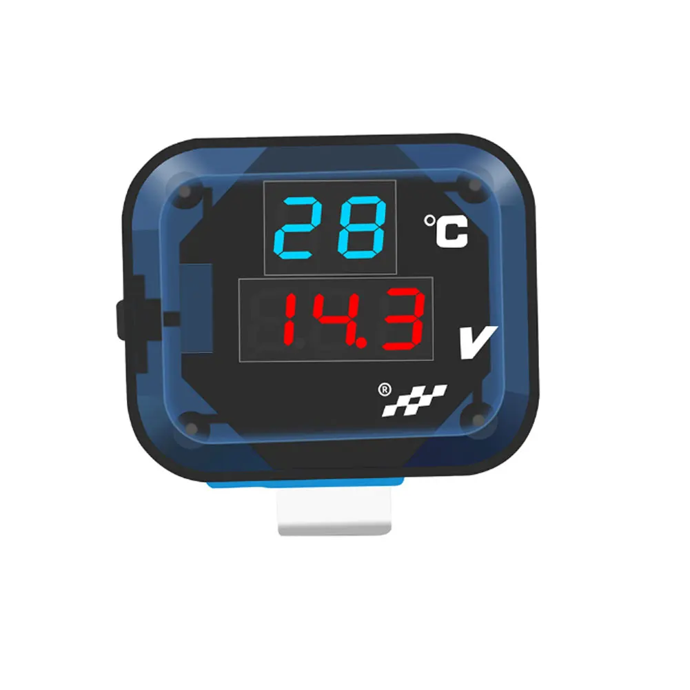 3 In 1 Motorcycle Voltmeter Thermometer USB Charger LED Digital Display Temperature Indicator Voltage Monitor Multimeter