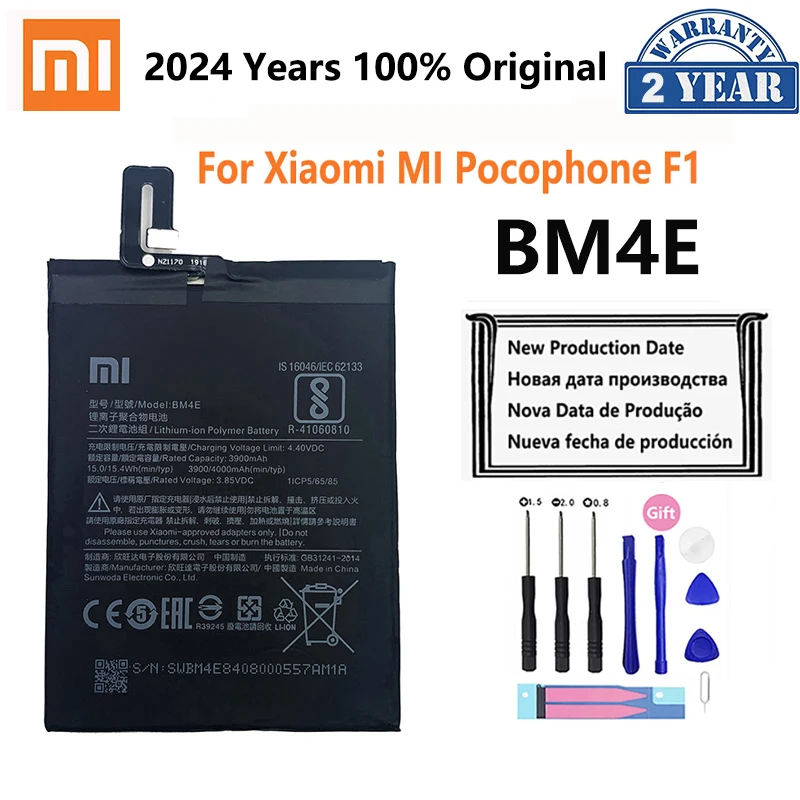 100% оригинальный сменный аккумулятор Xiao mi BM4E для Xiaomi MI Pocophone Poco F1 Оригинальный аккумулятор для телефона 4000 мАч