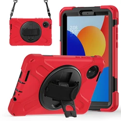 Durable 360° Rotating Tablet Case with Kickstand & Shoulder Strap for Redmi Pad 8.7 (Red)