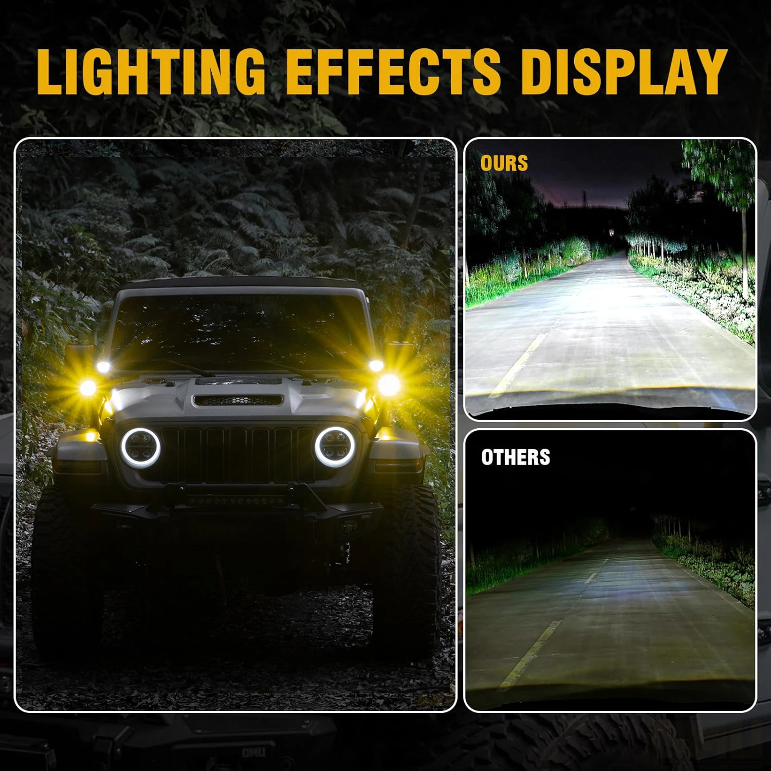 OMU 4x4 보조 스포트라이트 LED 안개등 오프로드 라이트 초고휘도 상하향등 전환 가능 지프 차량 트럭 SUV ATV 등에 적합