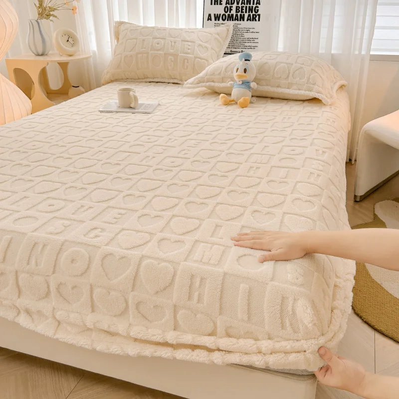 1pc Elastic Fitted Sheet Velvet Bedsheet Skin-friendly Bed Cover fundas de colchón Winter Mattress Protectors (No Pillowcase) 2