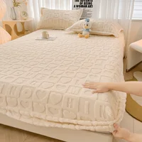 1pc Elastic Fitted Sheet Velvet Bedsheet Skin-friendly Bed Cover fundas de colchón Winter Mattress Protectors (No Pillowcase) 2