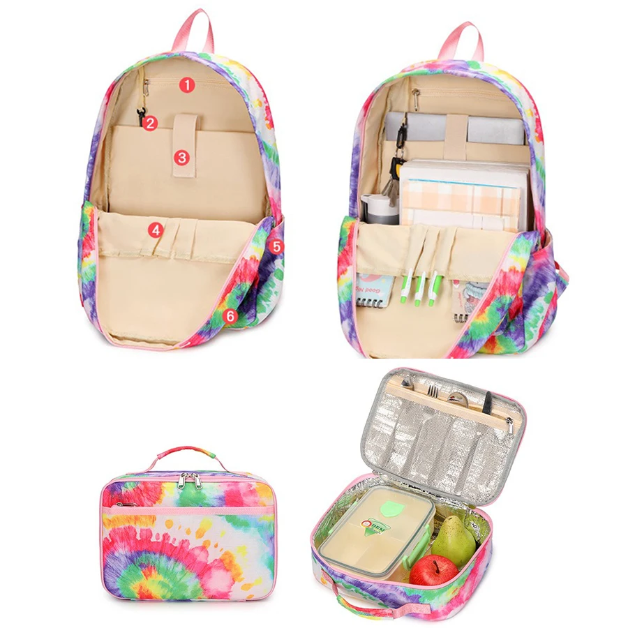 2024 New Cute School Backpack For Girls Cute Kids School Book Bags with Lunch Box Pencil Bag Casual Daypacks 3