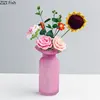 Matte Pink Glass Vase Decorative Flowers Arrangement Desk Decoration Irregular Bottle Mouth Flower Pots Floral Vase Modern Decor 3