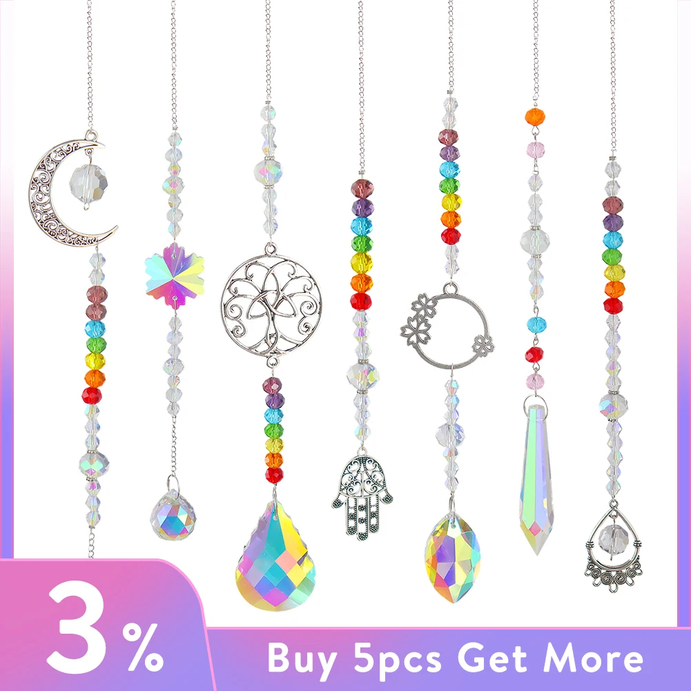 Crystal Windchime Rainbow Maker Crystal Prism Pendant Garden Window Curtain Decoration Wind Chime Sun Catcher Window