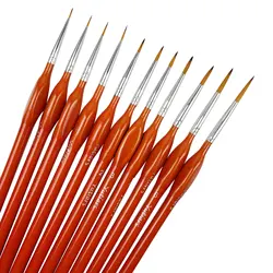 Precision Miniature Paint Brushes Set with Triangular Grip Handles - 11-Piece Fine Tip Art Collection (Orange)