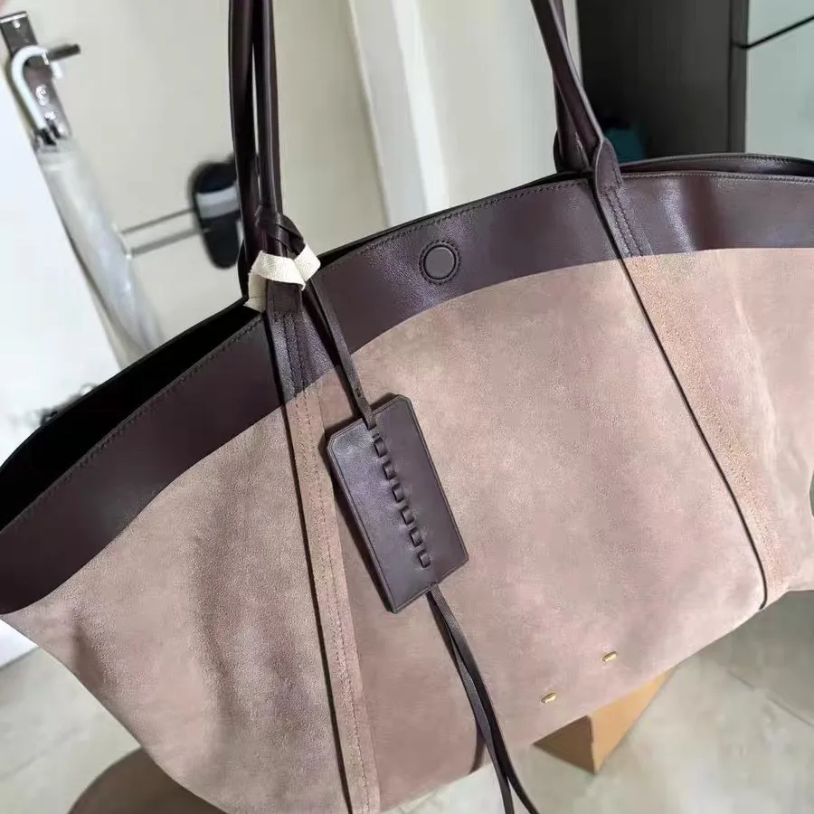 2025 New Arrival Design Leather Spliced ​Cotton Basket Bag Large Capacity Handbag Fashion Women's One-shoulder Tote Bag