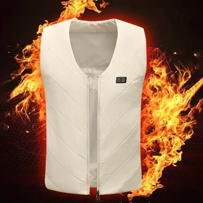 Winter Men's 4 Area Heated Vest Electrically Heated Three Gear Adjustment Thermal Waistcoat Washable Outdoor Fishing Sport Vest