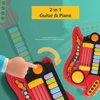 Kids Guitar Toy 2 In 1 Folding Musical Instrument Electronic Piano Brain-Training Educational Toys Birthday Gift for Girl Boy 3