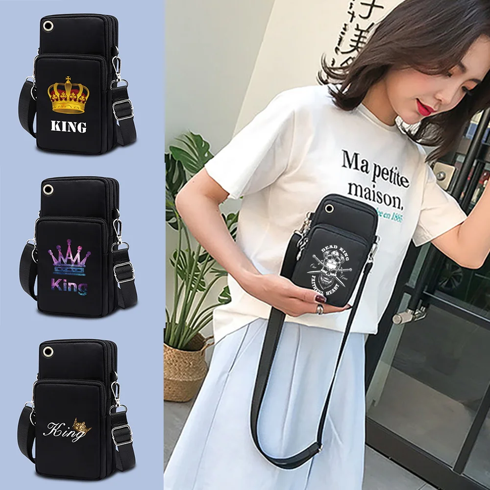 

Mobile Phone Bag for IPhone Huawei Xiaomi Samsung Wallet Arm Purse King&Queen Pattern Handbags Women Universal Phone Pouch Bags