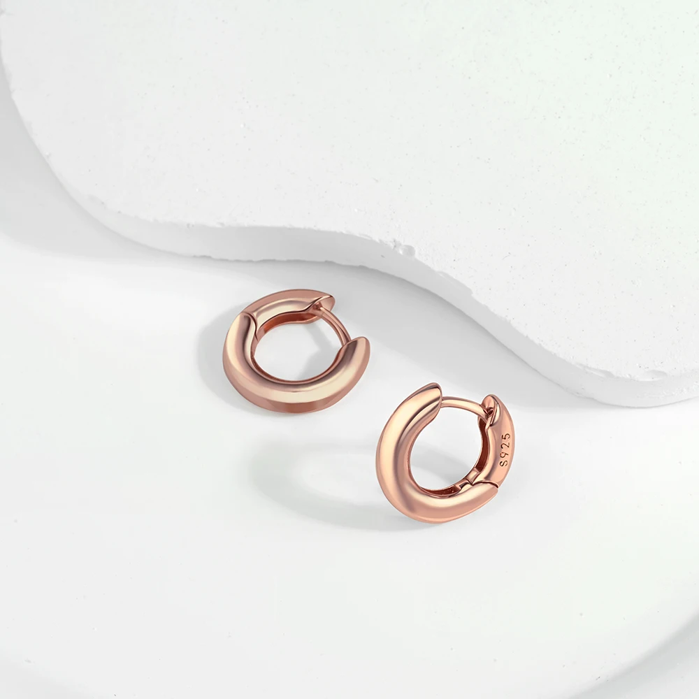 Simple 925 Silver Circle Hoop Earrings Girl Rose Gold & Gold Color Elegant Office Style Classic Earrings Accessories 4
