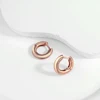 Simple 925 Silver Circle Hoop Earrings Girl Rose Gold & Gold Color Elegant Office Style Classic Earrings Accessories 4