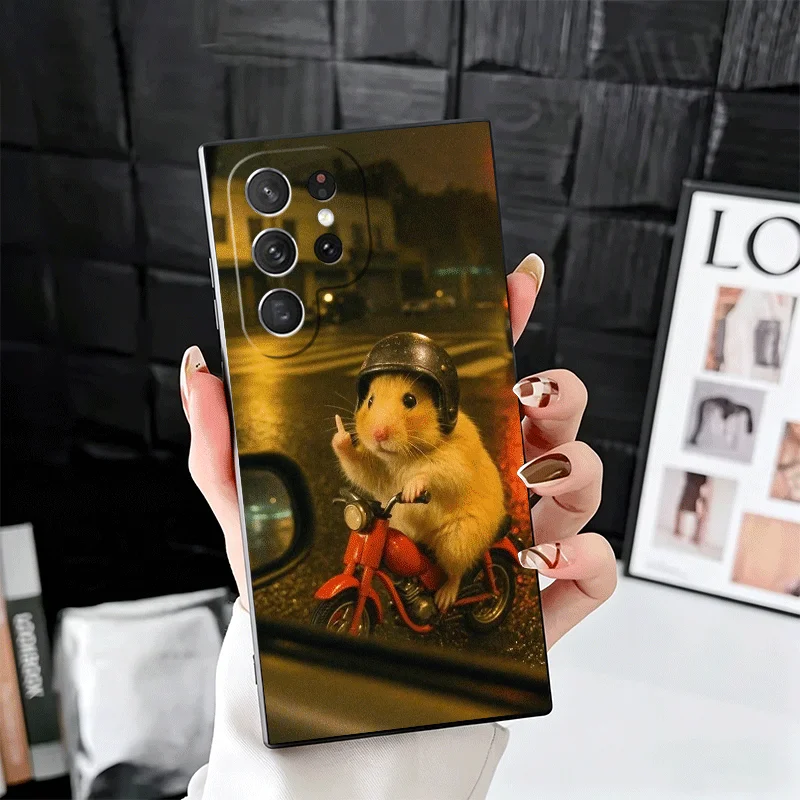 Adorable Hamster Soft Phone Case - Black Cover Back Shell