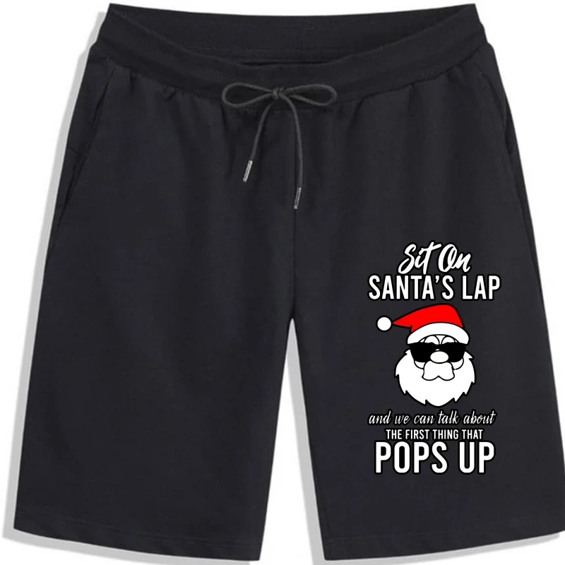 

Шорты мужские сидят на коленях Santa'S, черные штаны с принтом в стиле ретро, с изображением озорных рождественских высказок, в подарок