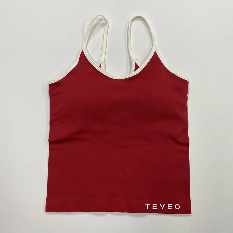 776216-5421f6.jpg TEVEO – pantalon de Yoga sans couture pour femmes, ensemble gilet de sport à bretelles avec coussinet de poitrine absorbant les - Image 1