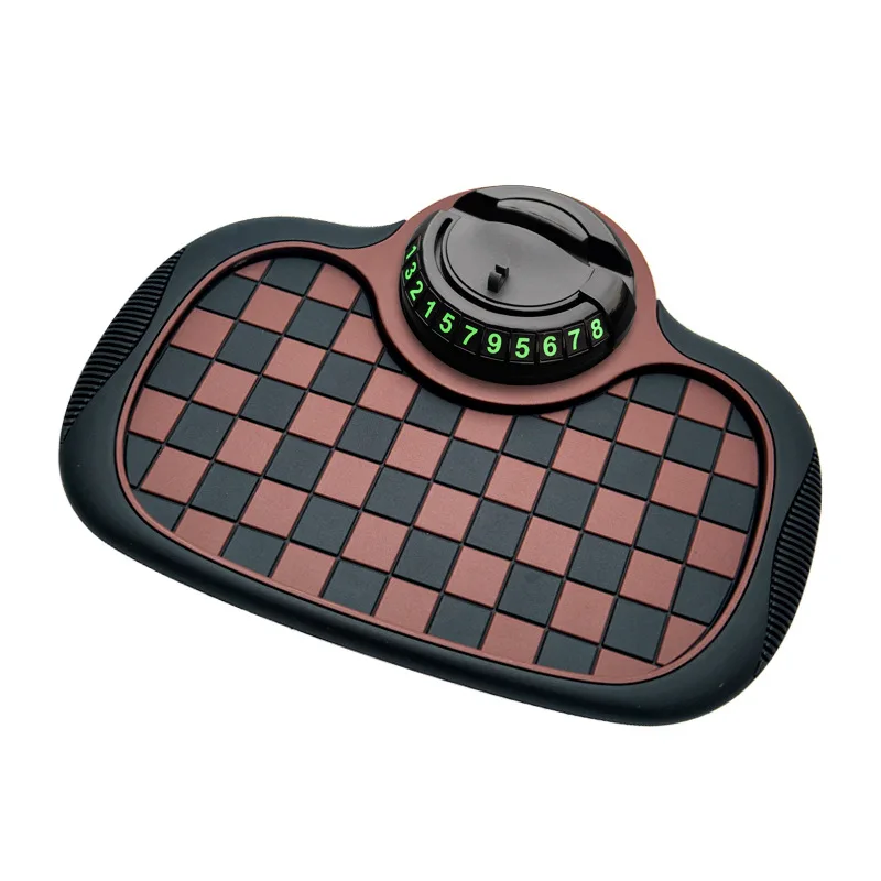 Universal Car Dashboard Mat Non-Slip Cell Phone Holder 3-in-1 Hidden Number with PVC Leather Textured Carpet Design