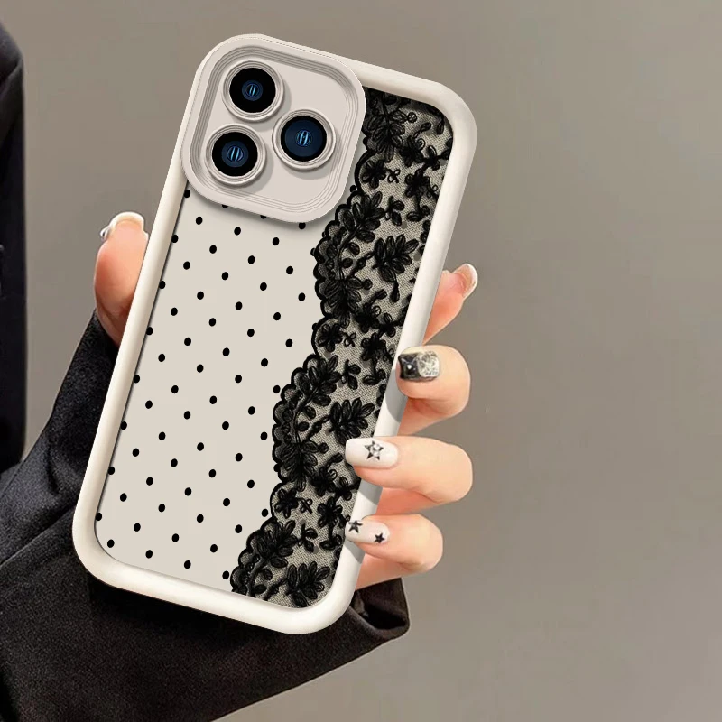 Circular Dots Lace Print Shockproof Phone Case Cover