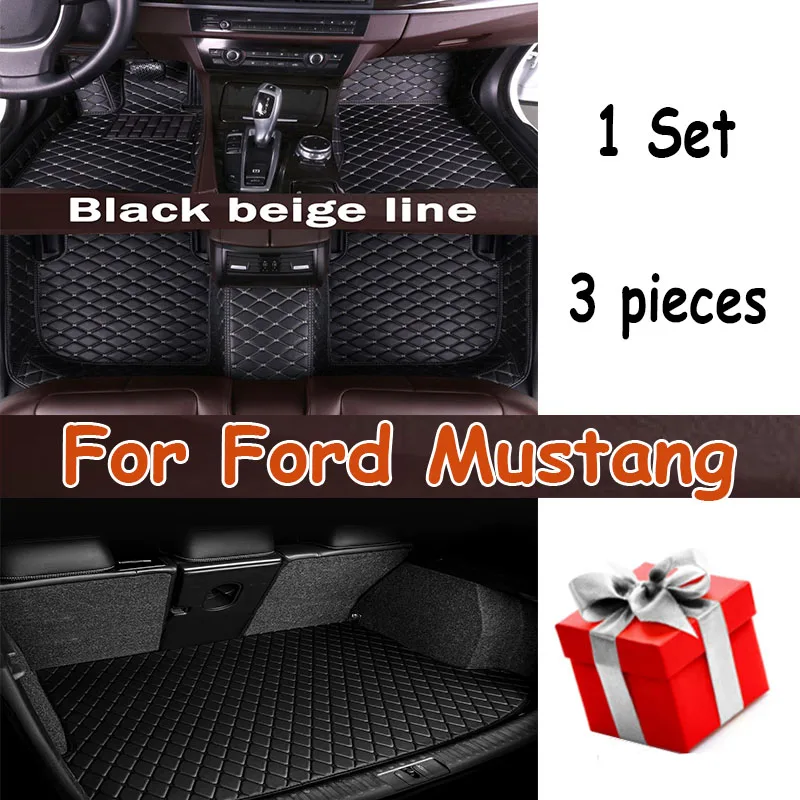 

Artificial Leather Custom Car Floor Mats for Ford Mustang 2015-2023 Interior Details Car Accessories