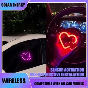 Solar Powered Car Neon Light Wireless Led