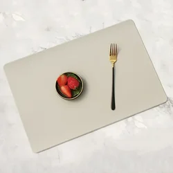 Nordic Style Waterproof Leather Rectangular Placemat for Home Decor and Dining (Beige)
