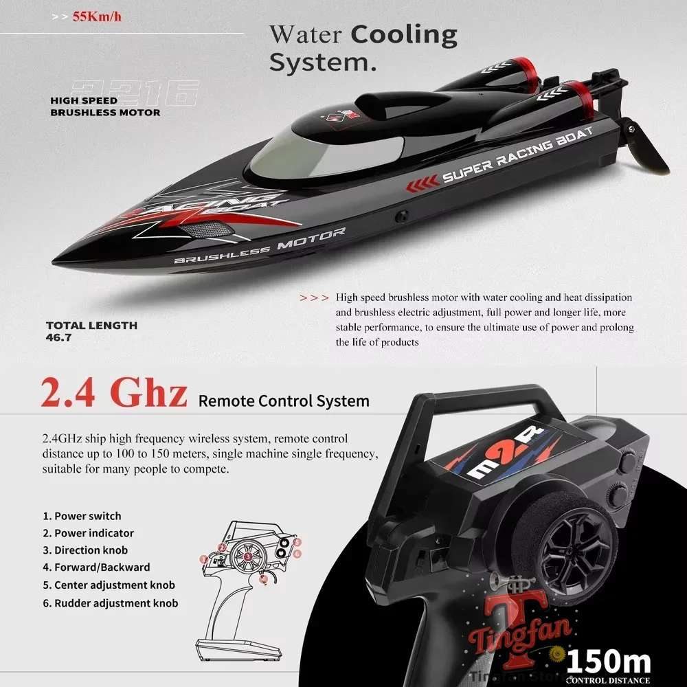 Bateau RC haute vitesse 55 km/h - Modèle WL916 1B